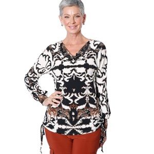 Nwt MARALLIS draped colour top with side detail